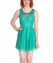 Lace Flared Dress with Beaded Neckline by Yetts