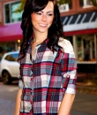 Lace Shoulder Plaid Button Down by TCEC