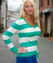 Striped V-Neck Sweater by WOW COUTURE