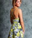 Acid Yellow Floral Print Dress by TCEC