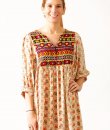 Three Quarter Sleeve Printed Peasant Dress by UMGEE USA