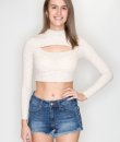 Oatmeal Front Cut Out Top by Timing