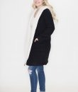 Black Hooded Shearling Jacket by She and Sky