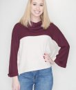 Waffle Knit Cowl Neck Sweater by Lumiere