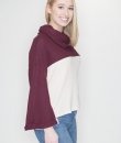 Waffle Knit Cowl Neck Sweater by Lumiere