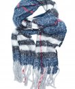 Navy Plaid Boucle Scarf by Love of Fashion